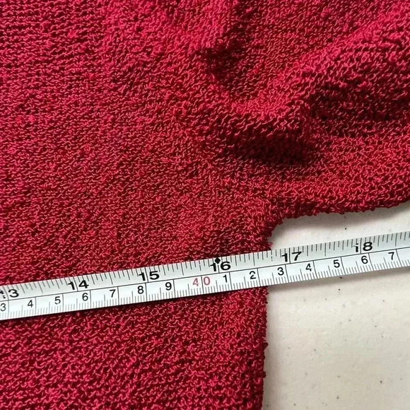 Chicos Womens Sz L Mesh Fringes Red‎ Disco Dress Asymmetrical Hem Side Slit - Picture 10 of 12